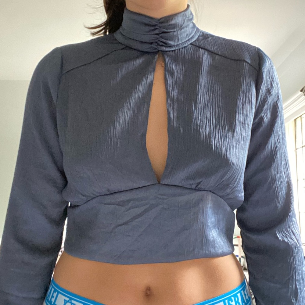 blue life halter top